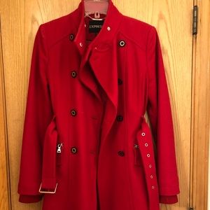 Express beautiful red military style jacket. EUC!